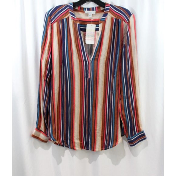 Allison Joy Tops - Allison Joy Womens Kelli Multi Stripe Popover Shirt S‎ NWT